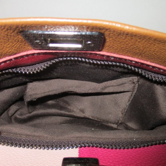 *Vera Pelle Color-Blocked 2-Way Satchel Shoulder Bag - Picture 8 of 9